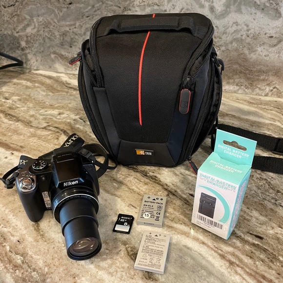 Nikon Coolpix P80 10.1MP Digital Bridge Camera + 2 Batteries 8GB-SD & Case - Picture 2 of 15